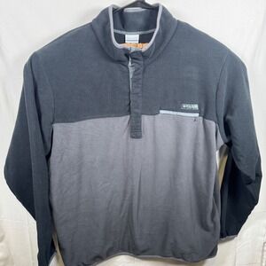 Columbia Fleece Pullover Mens 3X Grey Black Colorblock‎ Quarter Snap Mock Neck